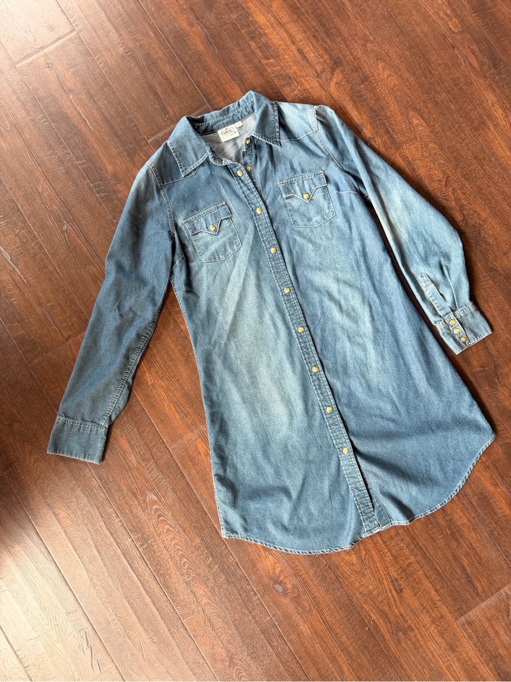 Denim Shirt Dress - Light Blue Long Sleeve
